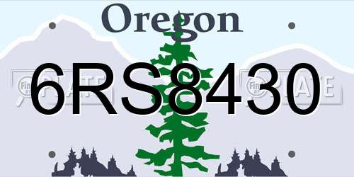 6RS8430 Oregon License Plate