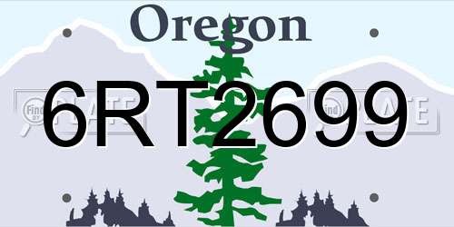 6RT2699 Oregon License Plate
