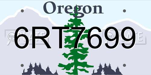 6RT7699 Oregon License Plate