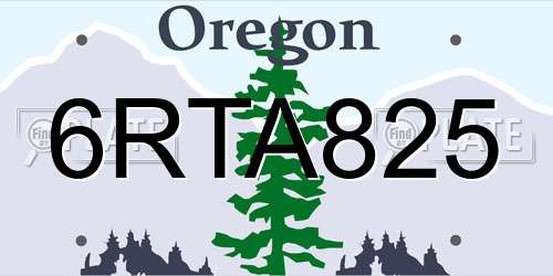 6RTA825 Oregon License Plate