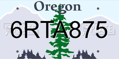 6RTA875 Oregon License Plate