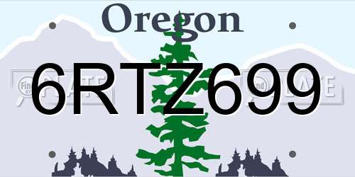 6RTZ699 Oregon License Plate