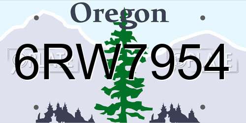 6RW7954 Oregon License Plate
