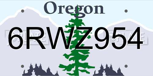 6RWZ954 Oregon License Plate