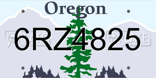 6RZ4825 Oregon License Plate