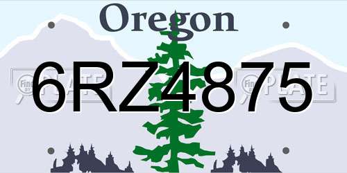 6RZ4875 Oregon License Plate