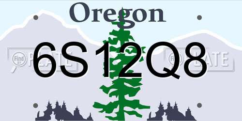 6S12Q8 Oregon License Plate