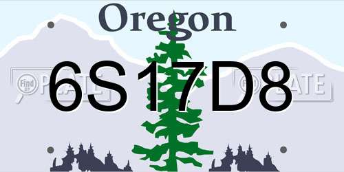 6S17D8 Oregon License Plate