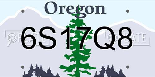 6S17Q8 Oregon License Plate