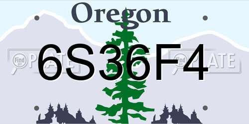 6S36F4 Oregon License Plate