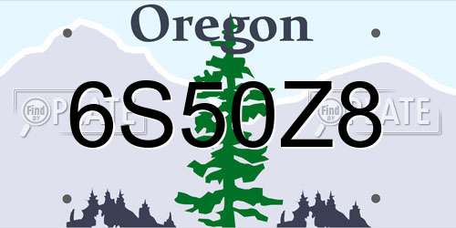 6S50Z8 Oregon License Plate
