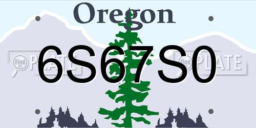 6S67S0 Oregon License Plate