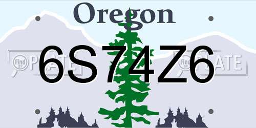6S74Z6 Oregon License Plate