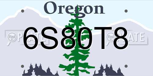 6S80T8 Oregon License Plate