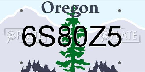 6S80Z5 Oregon License Plate