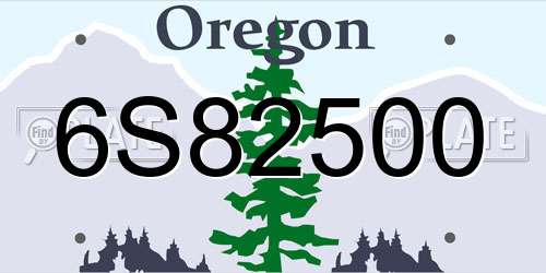 6S82500 Oregon License Plate