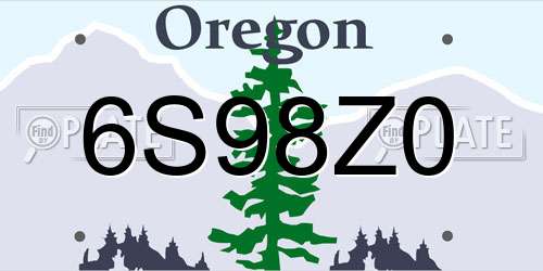 6S98Z0 Oregon License Plate