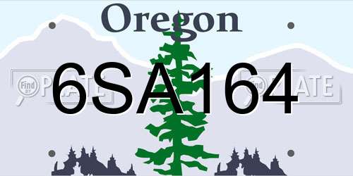 6SA164 Oregon License Plate
