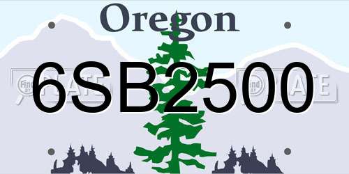 6SB2500 Oregon License Plate