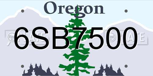 6SB7500 Oregon License Plate