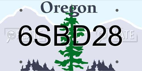6SBD28 Oregon License Plate