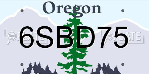 6SBD75 Oregon License Plate