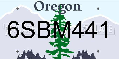 6SBM441 Oregon License Plate