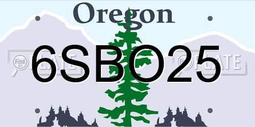 6SBO25 Oregon License Plate