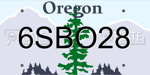 6SBO28 Oregon License Plate