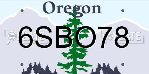 6SBO78 Oregon License Plate