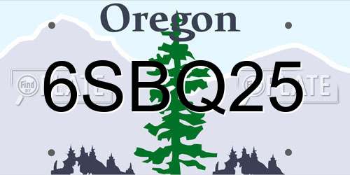 6SBQ25 Oregon License Plate