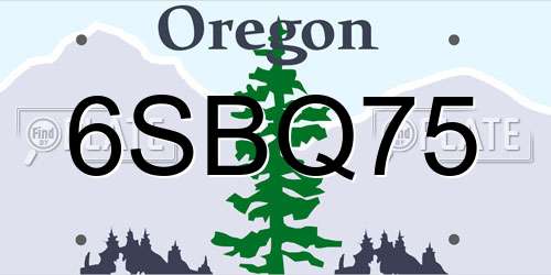6SBQ75 Oregon License Plate