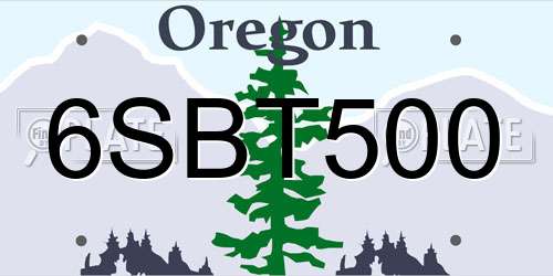 6SBT500 Oregon License Plate