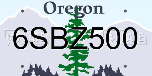 6SBZ500 Oregon License Plate