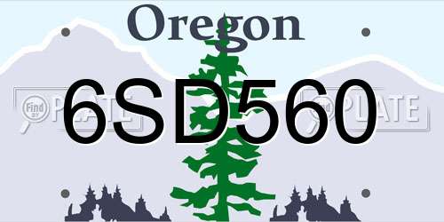 6SD560 Oregon License Plate