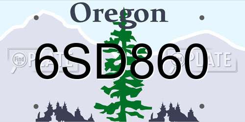 6SD860 Oregon License Plate