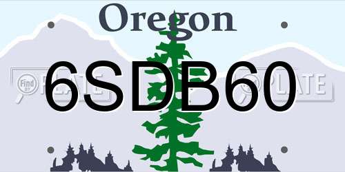 6SDB60 Oregon License Plate