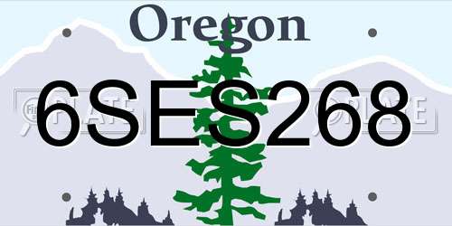 6SES268 Oregon License Plate