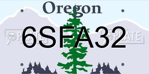 6SFA32 Oregon License Plate