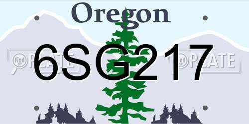 6SG217 Oregon License Plate