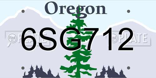 6SG712 Oregon License Plate