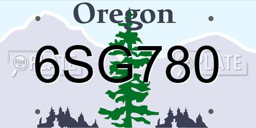 6SG780 Oregon License Plate