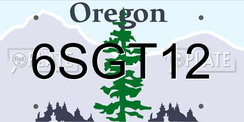 6SGT12 Oregon License Plate