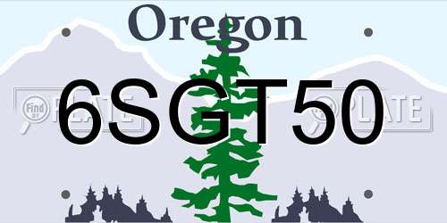 6SGT50 Oregon License Plate