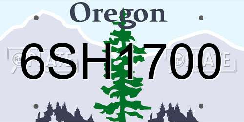 6SH1700 Oregon License Plate