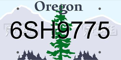 6SH9775 Oregon License Plate