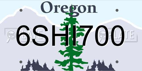 6SHI700 Oregon License Plate