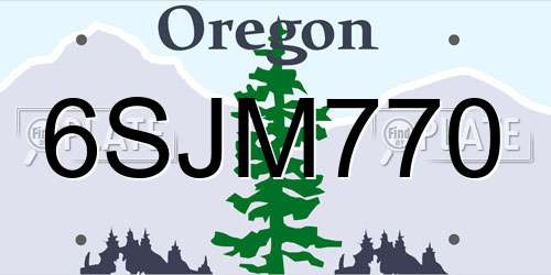 6SJM770 Oregon License Plate