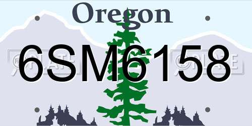 6SM6158 Oregon License Plate