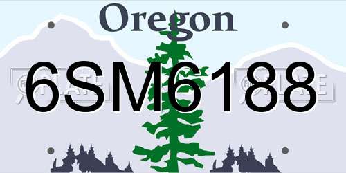 6SM6188 Oregon License Plate